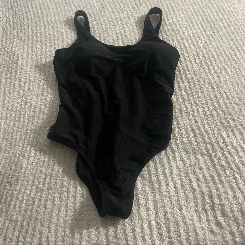 Classic Black One Piece Swimsuit with Scoop Neckline